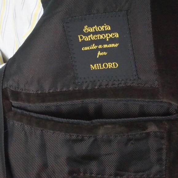 Sartoria Partenopea Brown Velour Velvet Cotton 2 Pc Suit Jacket Pants Sz 36 - Picture 8 of 10